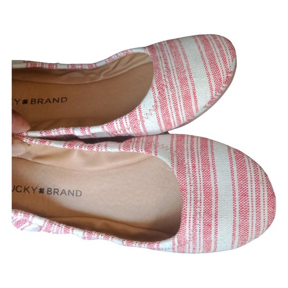 Lucky Brand Red and Cream Emmie Ballet BNWOT size 7.5/38 - Picture 8 of 9